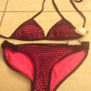 OP 2 piece bikini black and hot pink-Price Drop!